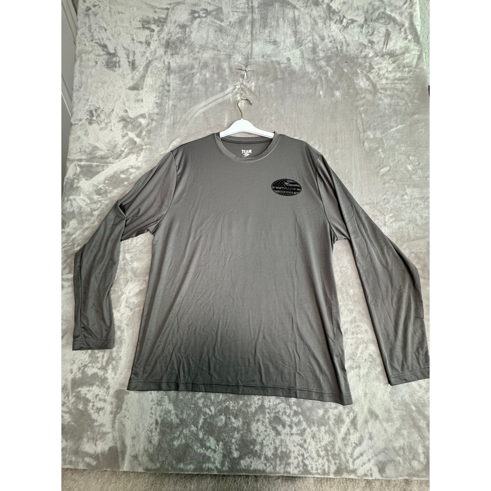 TEAM 365 Mens Gray Long Sleeve T-Shirt American Flag‎ Crab Graphic Size 2XL
